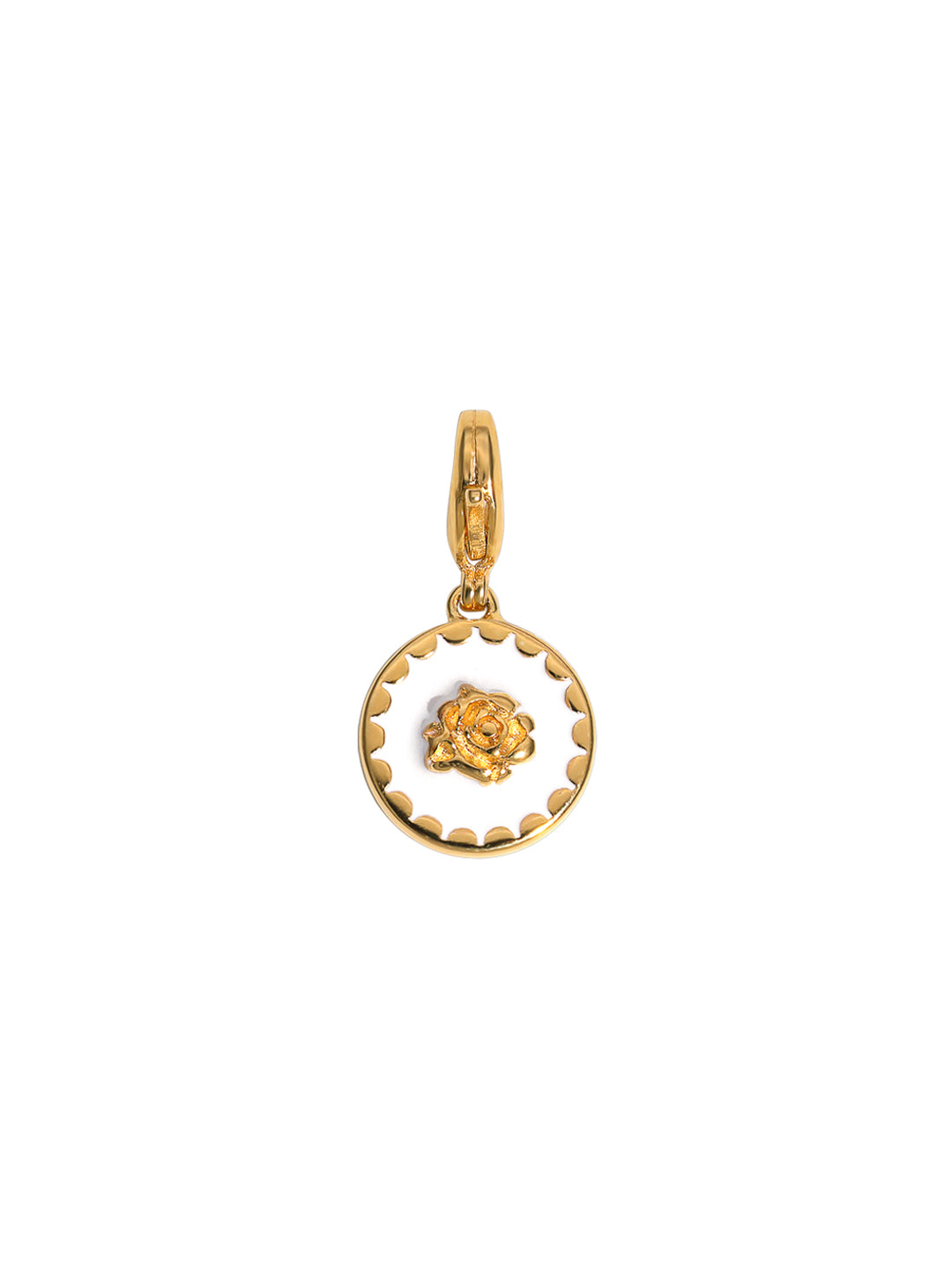 Pendantif Mousqueton PO Rose Blanc Emaille