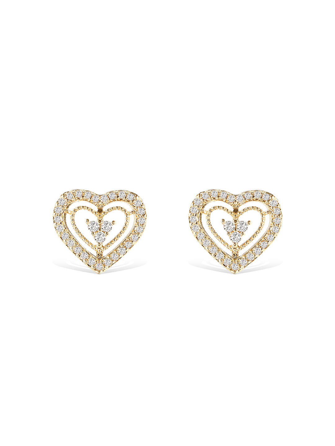 Boucles PO Double Coeur oxydes blancs