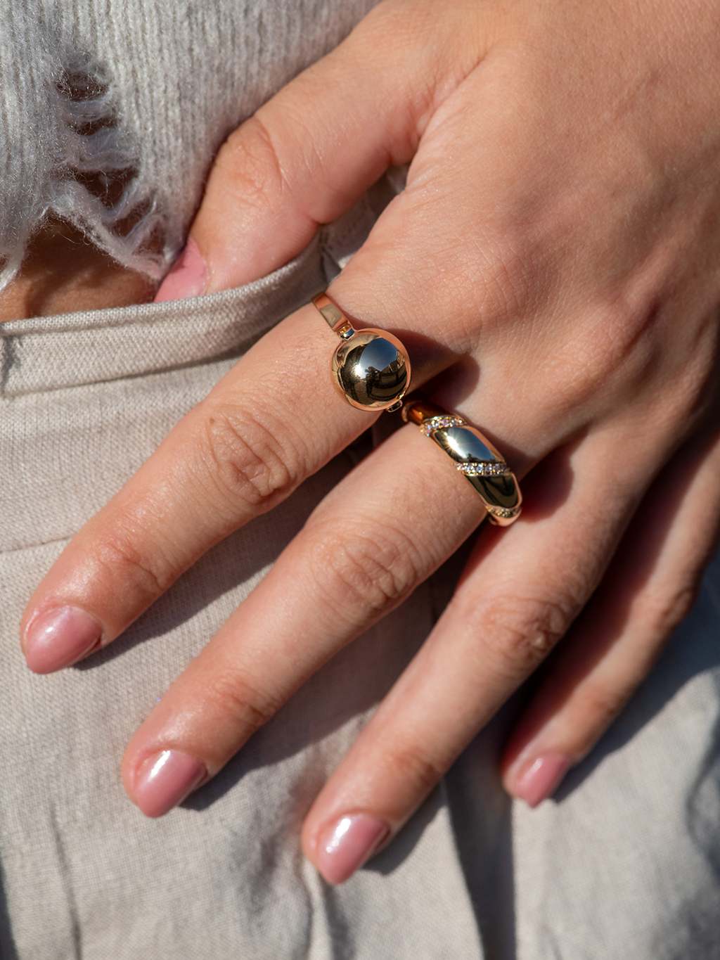 Bague CERCLE CROISSANT PL-OR 750 3MIC