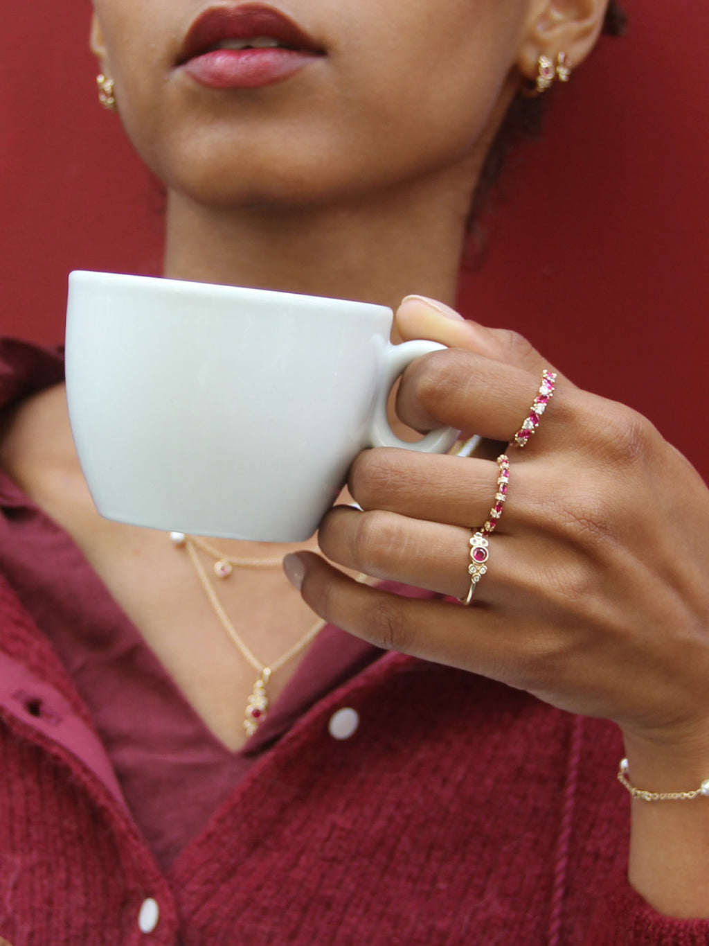 Bague Rouge Petit Pois PL-OR 750 3MIC