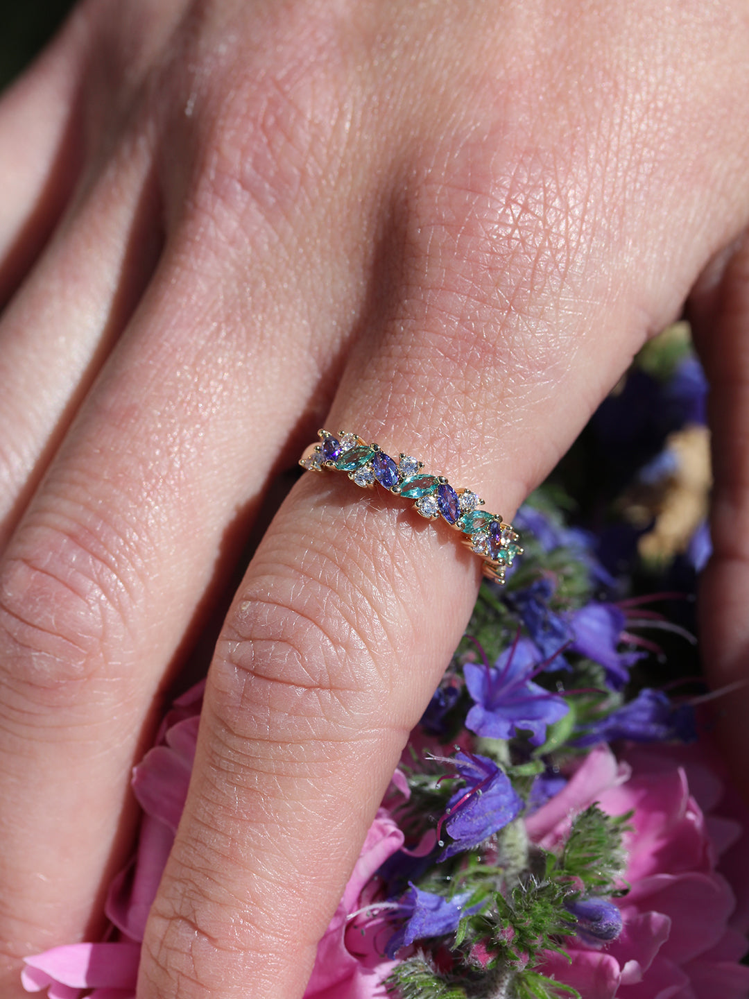 Bague OMBRE & LUMINIERE BLEU PL-OR 750 3MIC