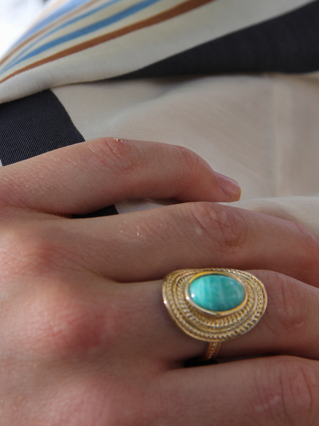 Bague AMAZONIT TRESSE PL-OR 750 3MIC