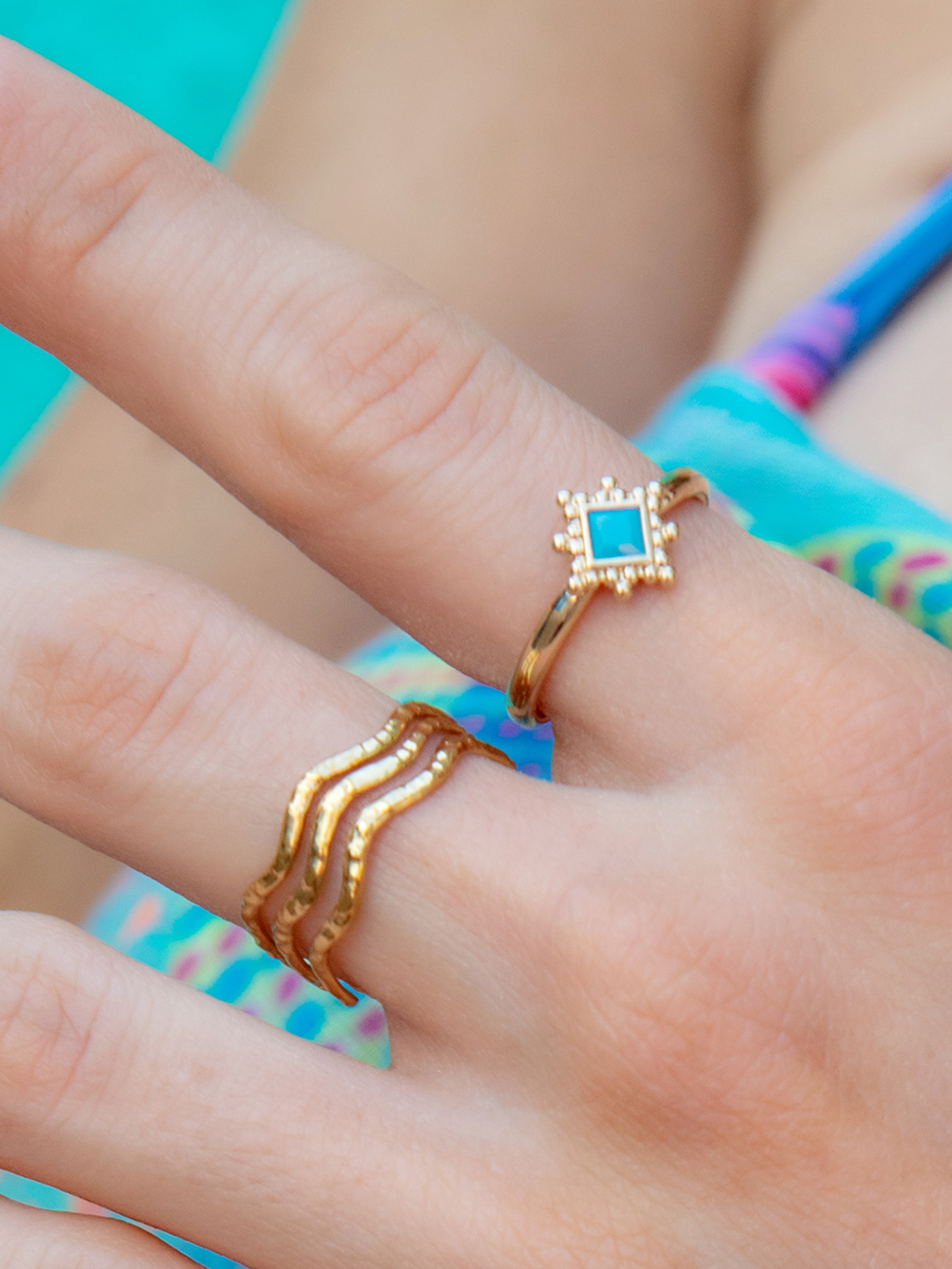 Bague BLEU DIAMOND PL-OR 750 3MIC