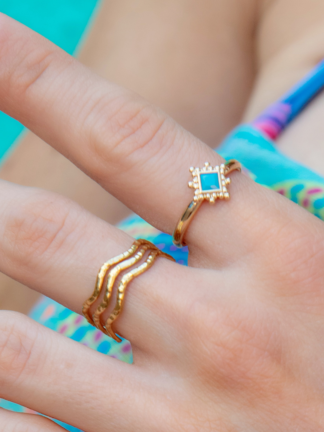 Bague BLEU DIAMOND PL-OR 750 3MIC
