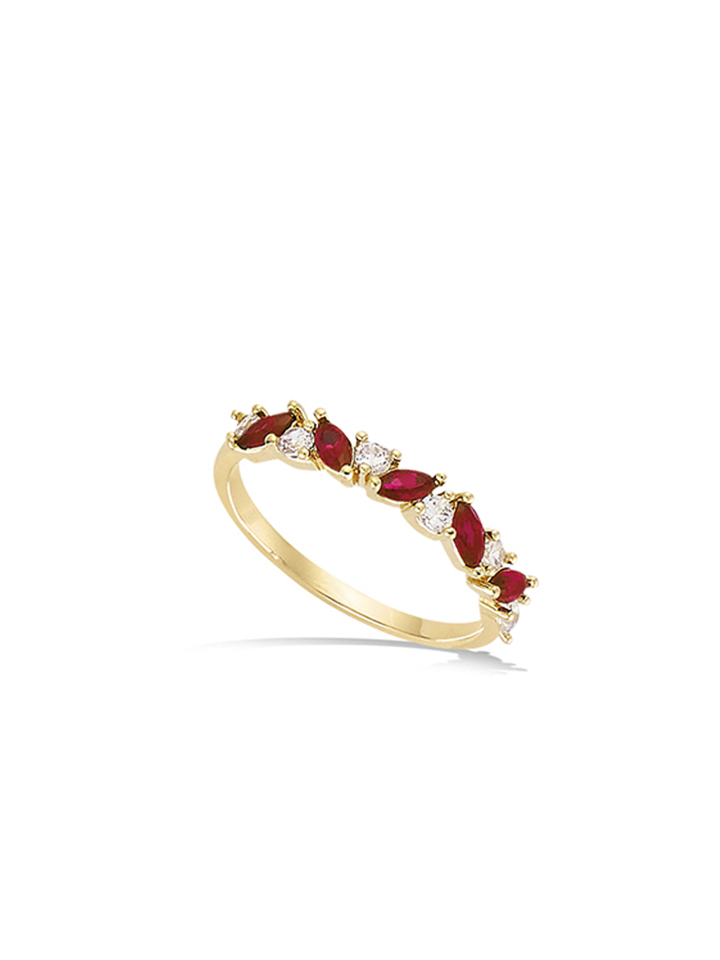 Bague FEUILLES ROUGE PL-OR 750 3MIC
