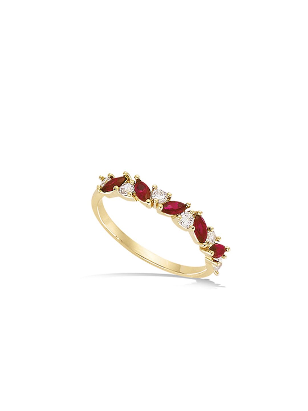 Bague FEUILLES ROUGE PL-OR 750 3MIC