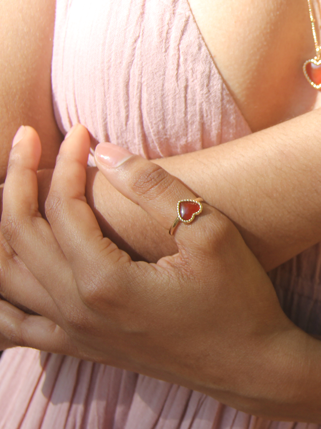 Bague AGATE HEART PL-OR 750 3MIC