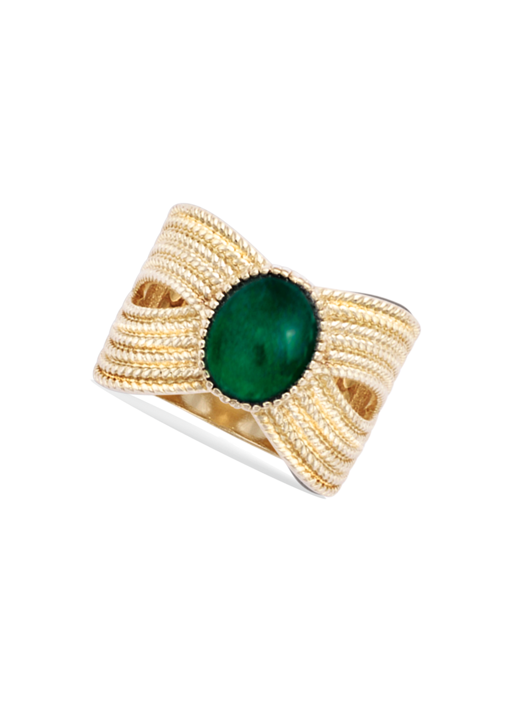 Bague JADE VERT Rayure PL-OR 750 3MIC