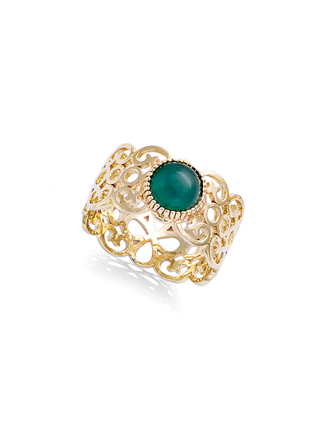 Bague JADE VERT Ciselé PL-OR 750 3MIC