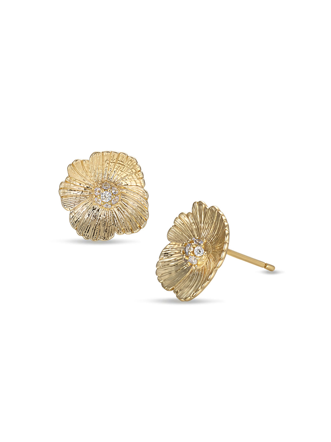 Boucles PO Forme Camélia oxydes blancs
