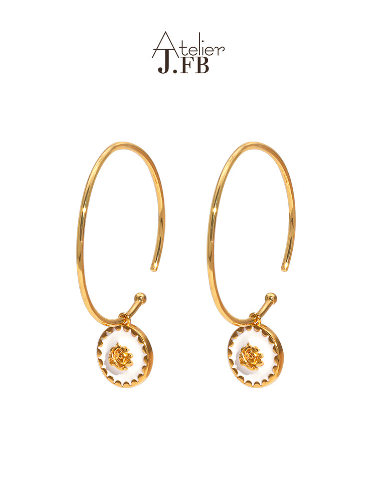 Boucles d'oreilles Femme fantaisie qualité Atelier JFB Rose en émail