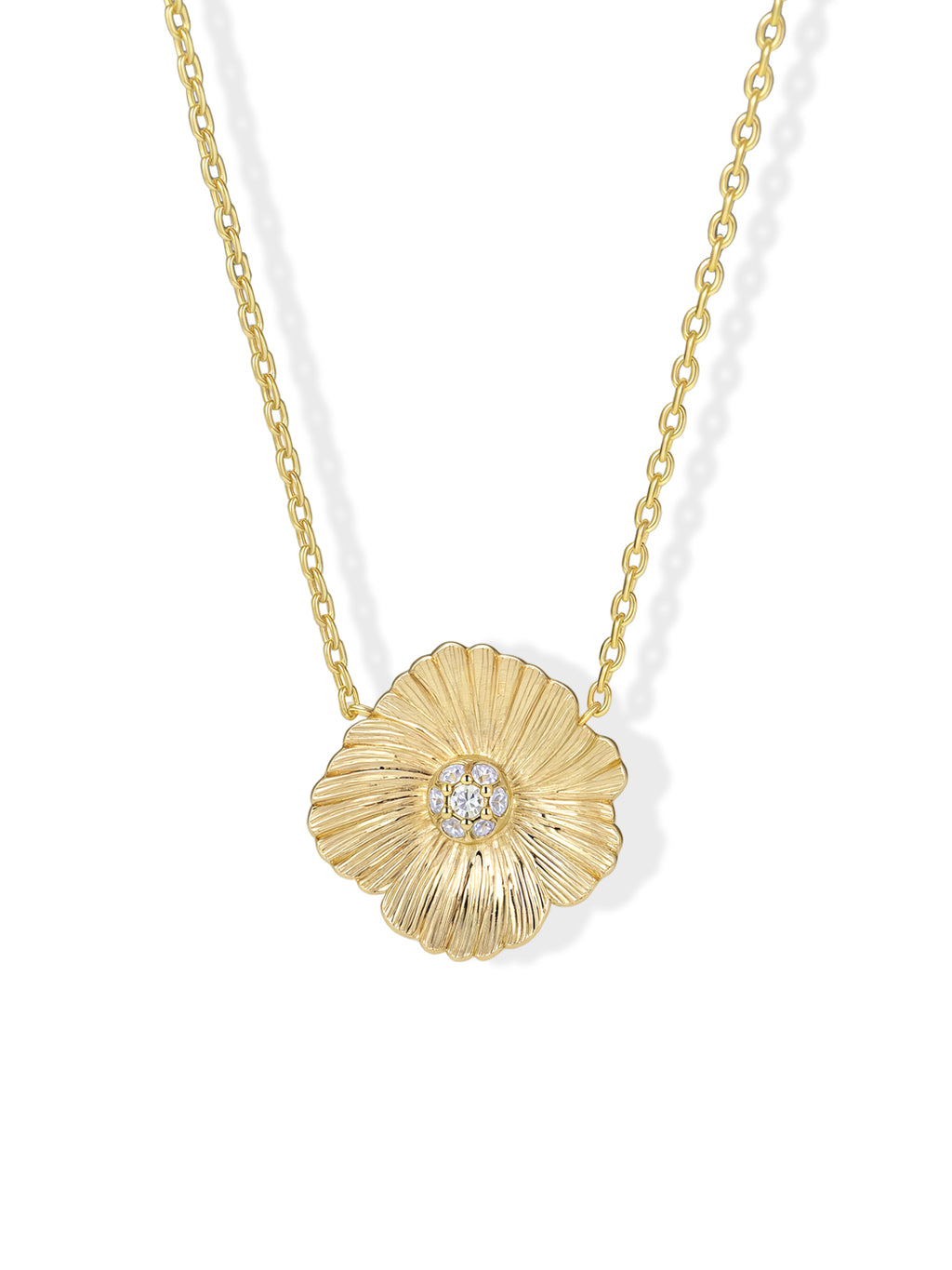 Collier PO Forme Camélia oxydes blancs