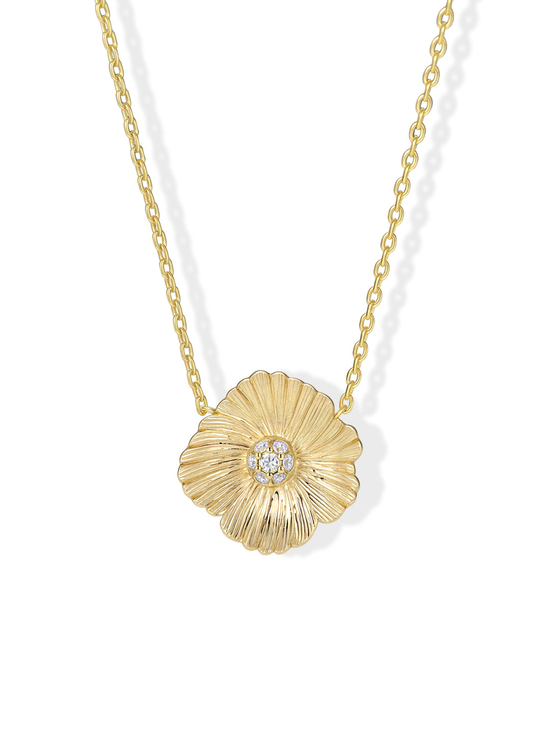 Collier PO Forme Camélia oxydes blancs