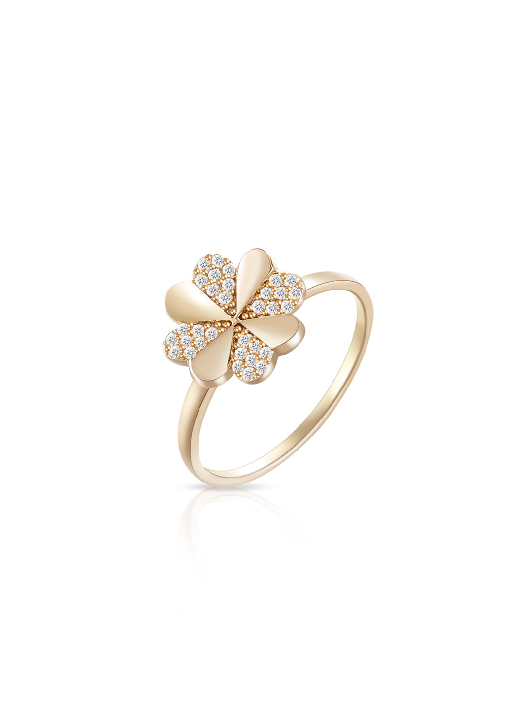 Bague PO Forme Trèfle oxydes blancs