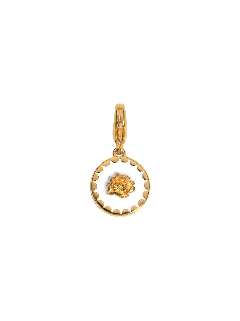 Pendantif Mousqueton PO Rose Blanc Emaille