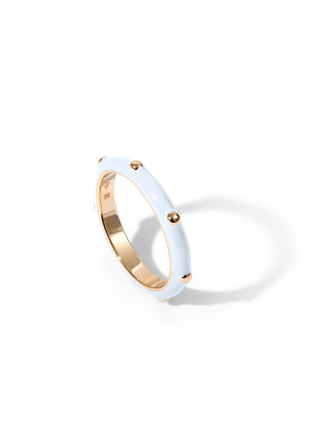 Bague PO Emaille Blanc Deco Clou