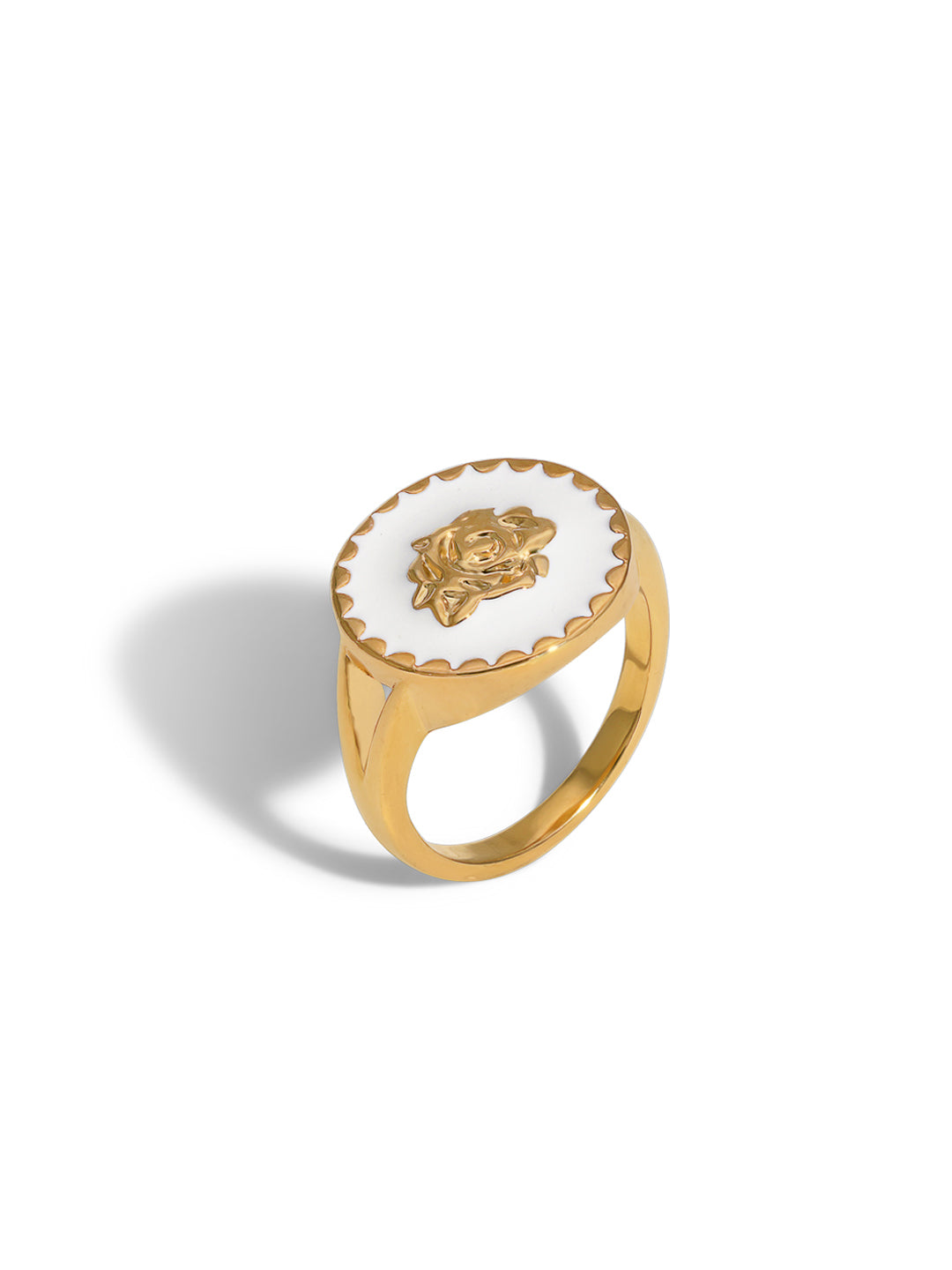 Bague PO Rose Blanc Emaille