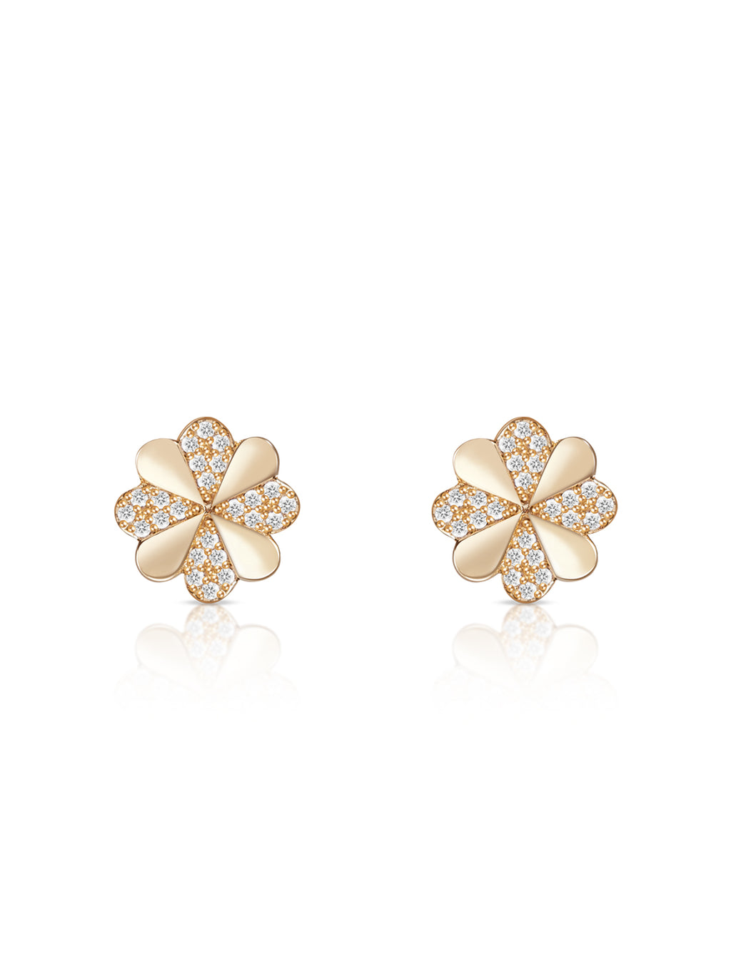 Boucles PO Forme Trèfle oxydes blancs
