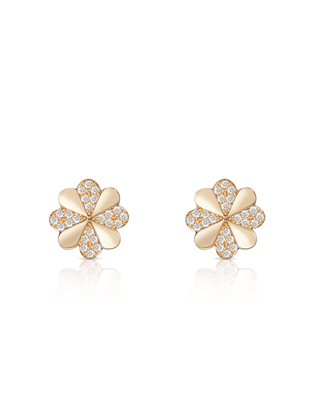 Boucles PO Forme Trèfle oxydes blancs