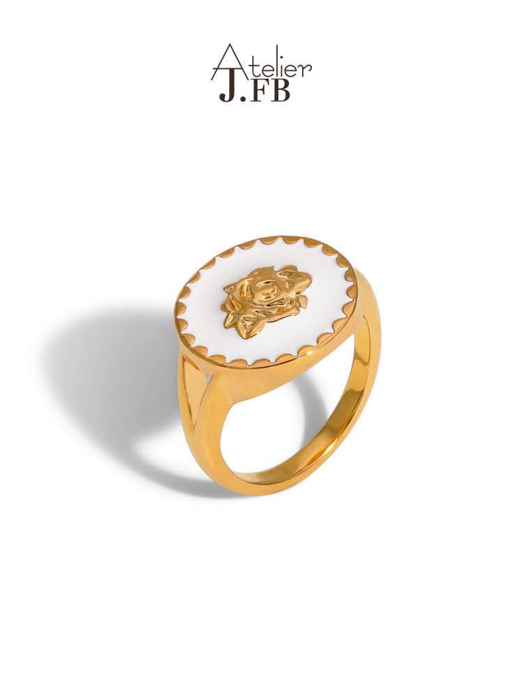 Bague Femme fantaisie qualité Atelier JFB Rose en émail