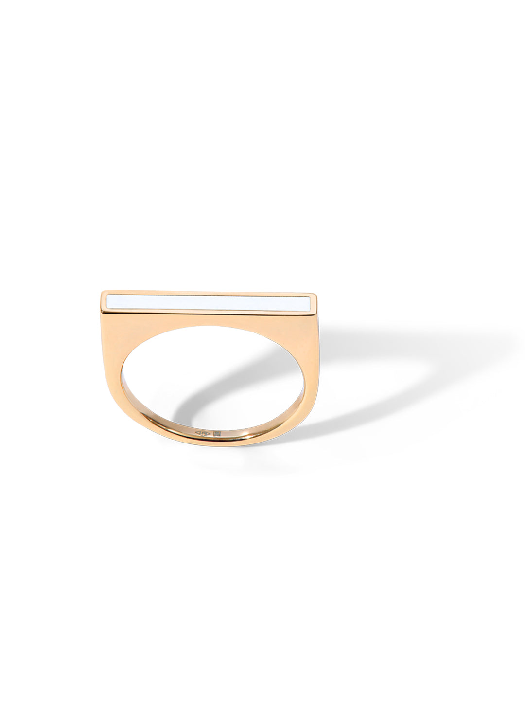 Bague PO Emaille Blanc en forme moderne geometrie