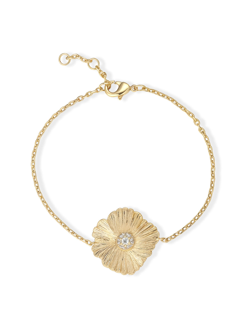 Bracelet PO Forme Camélia oxydes blancs