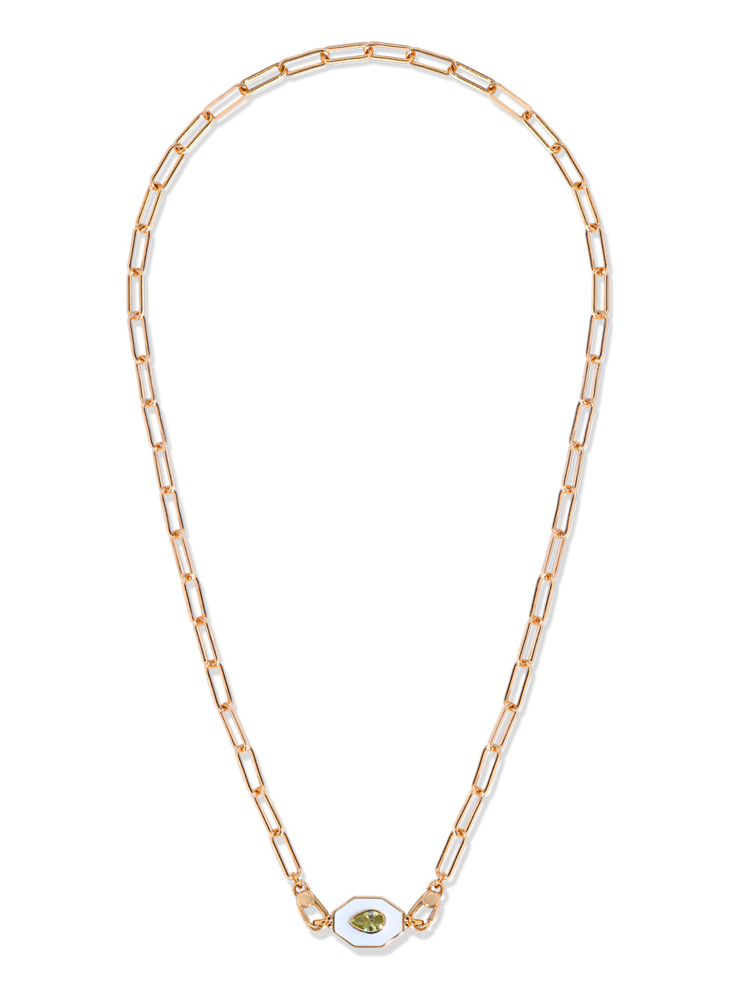 Collier PO Emaille Blanc en forme de l'art deco
