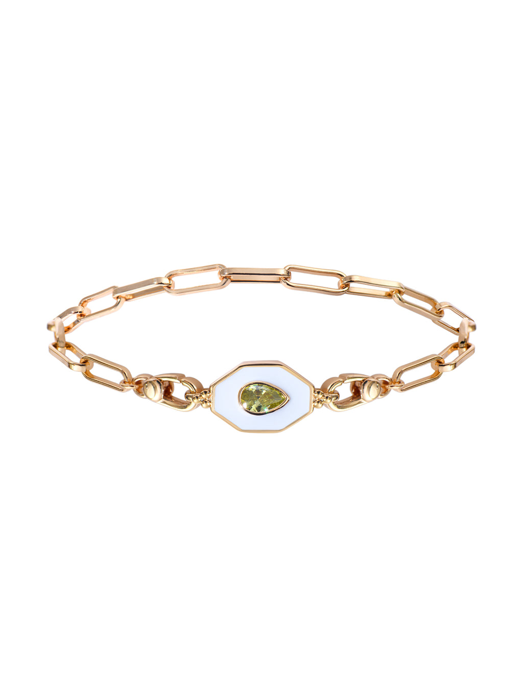 Bracelet PO Emaille Blanc en forme de l'art deco