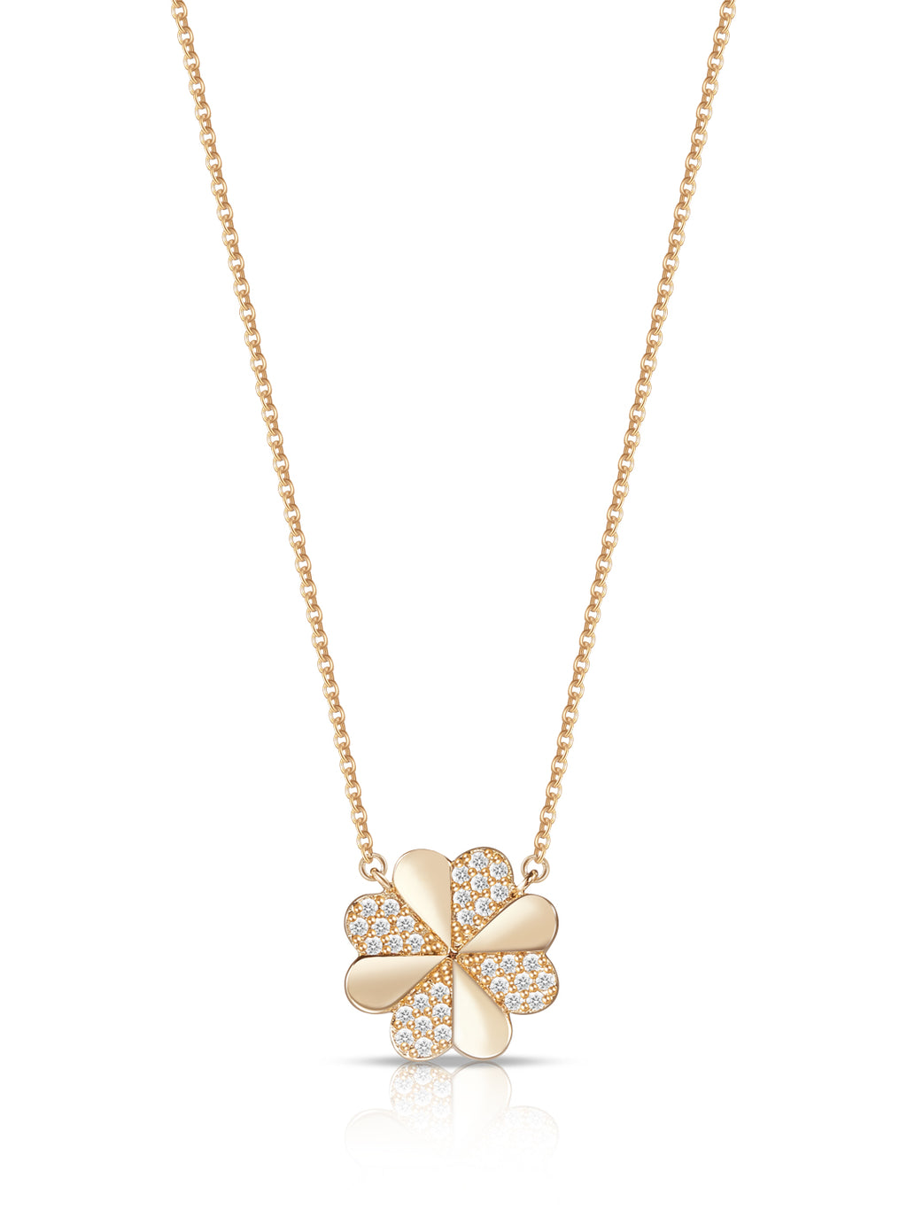 Collier PO Forme Trèfle oxydes blancs