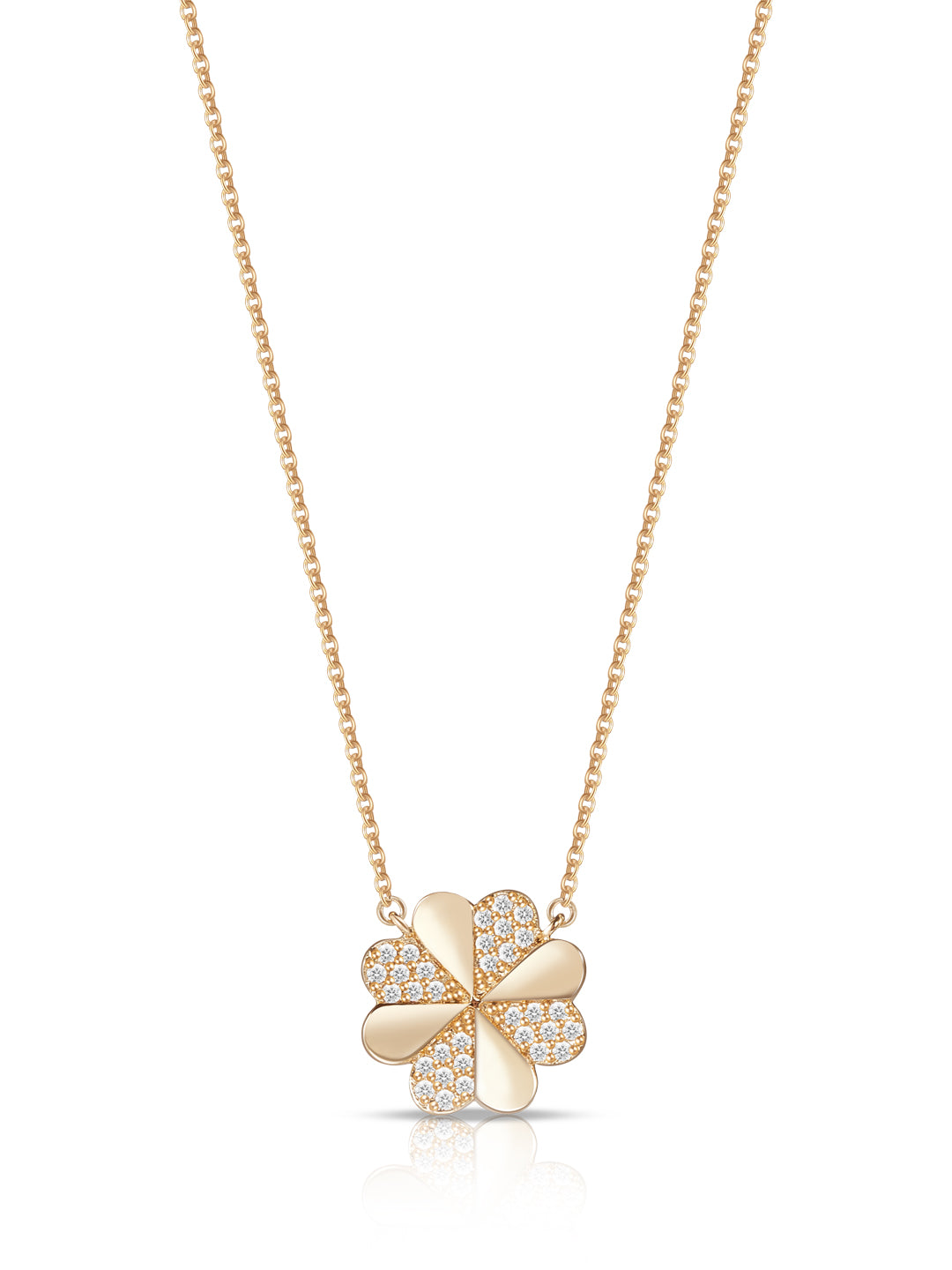 Collier PO Forme Trèfle oxydes blancs