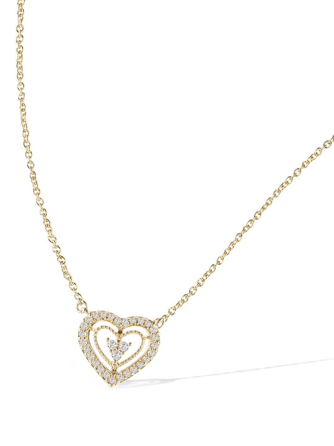 Collier PO Double Coeur oxydes blancs