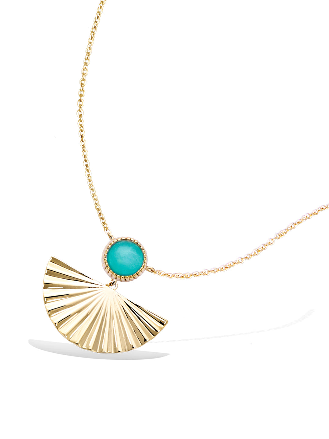 Collier PO Éventail serti verre menthe