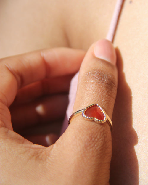 Bague AGATE HEART PL-OR 750 3MIC