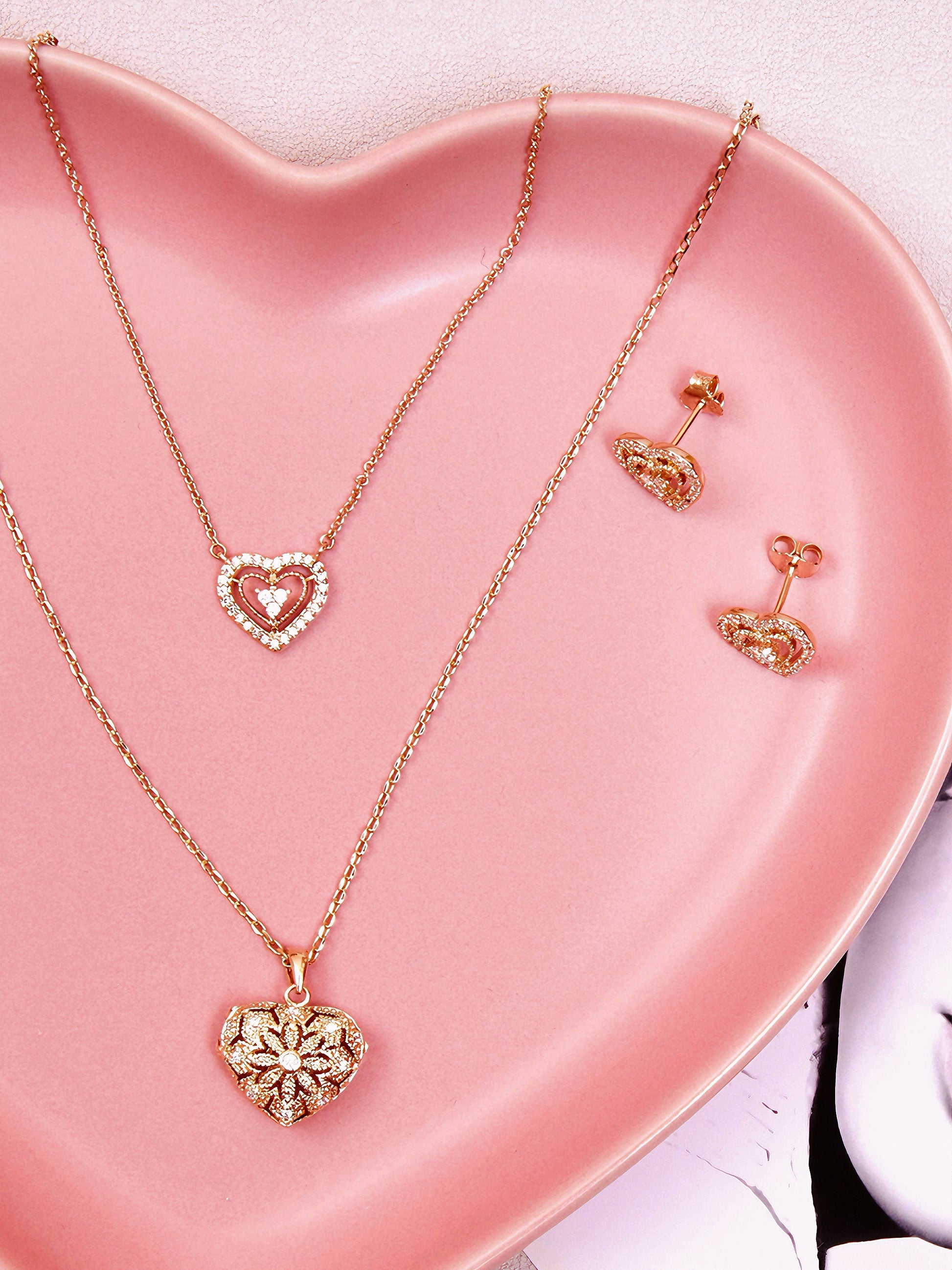 Pentantif PO Coeur Dentelle oxydes blancs