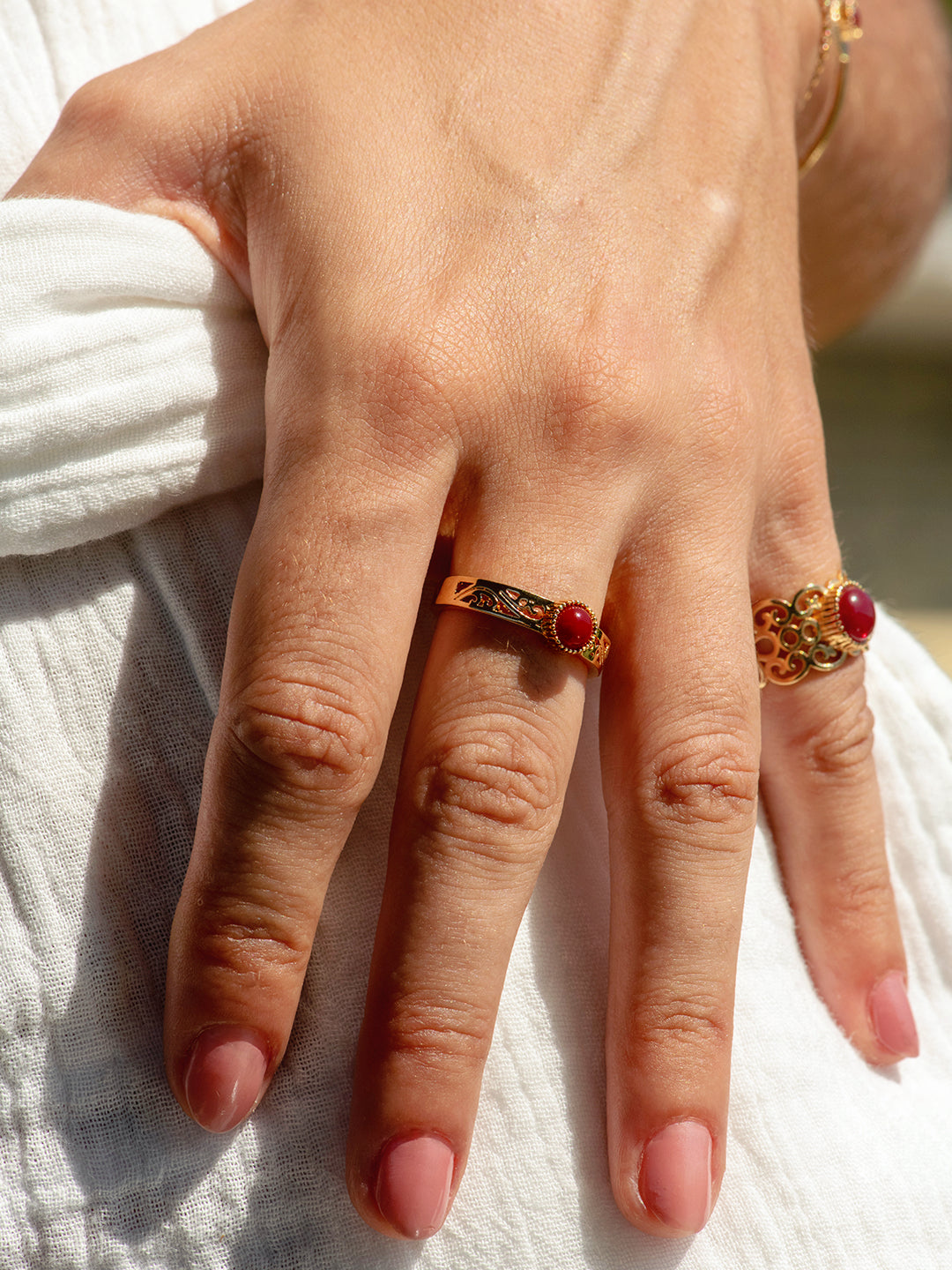 Bague ROUGE ROMAN Étroit PL-OR 750 3MIC