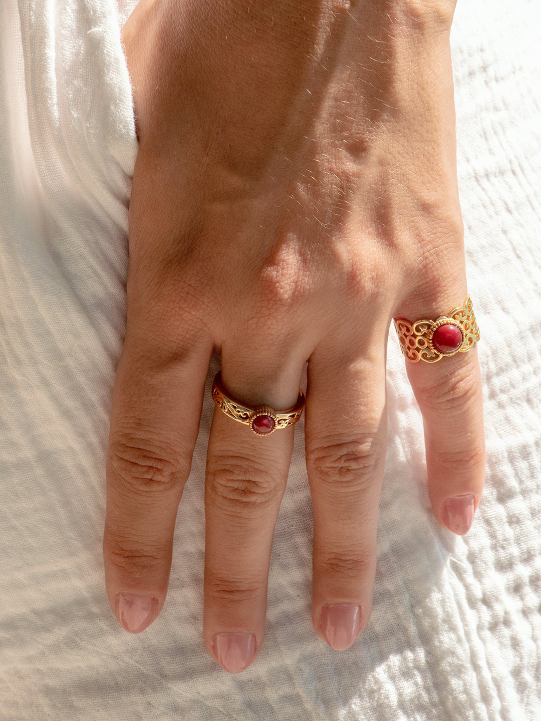 Bague ROUGE ROMAN Ciselé PL-OR 750 3MIC