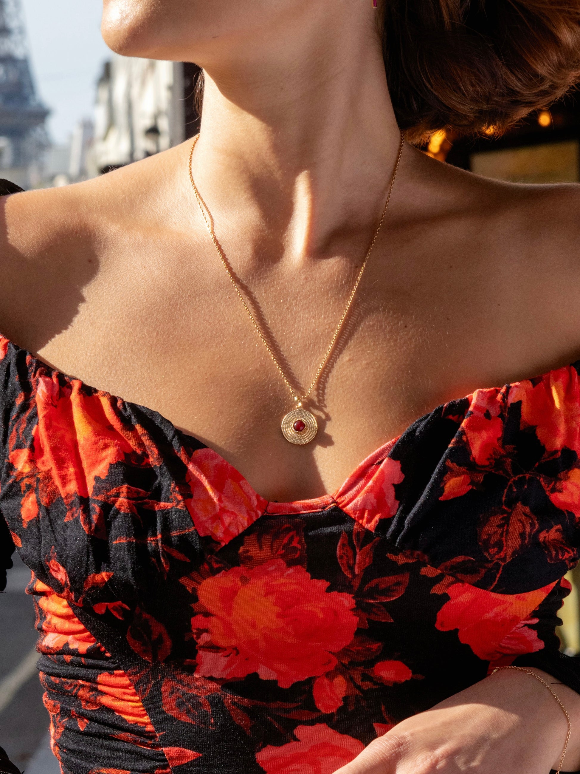 Pendentif Boussole Rouge PL-OR 750 3MIC