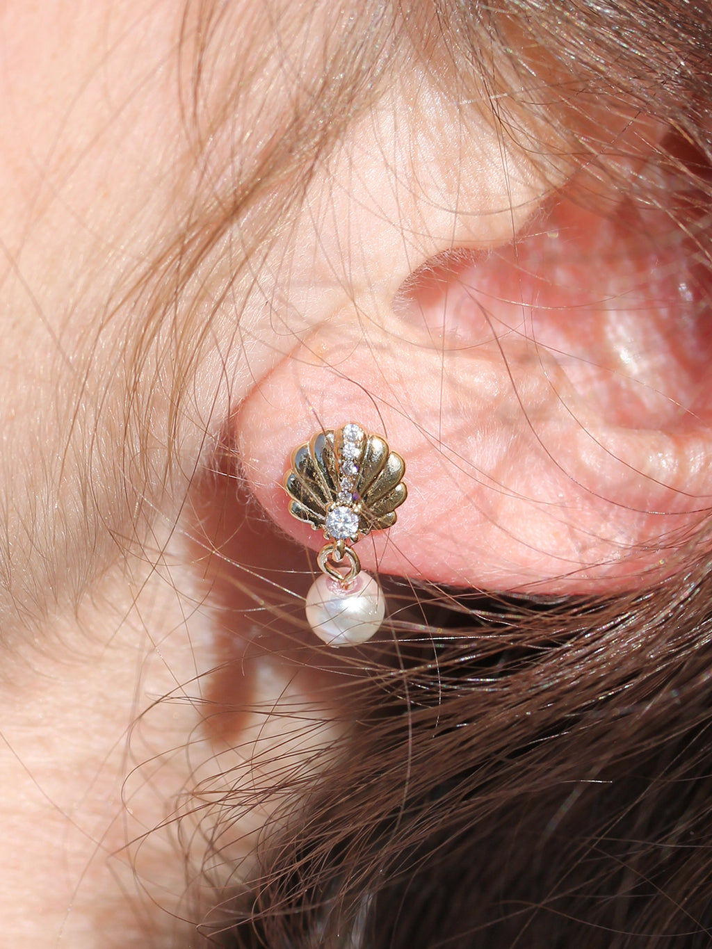 Boucles COQUILLAGE PERLE PL-OR 750 3MIC