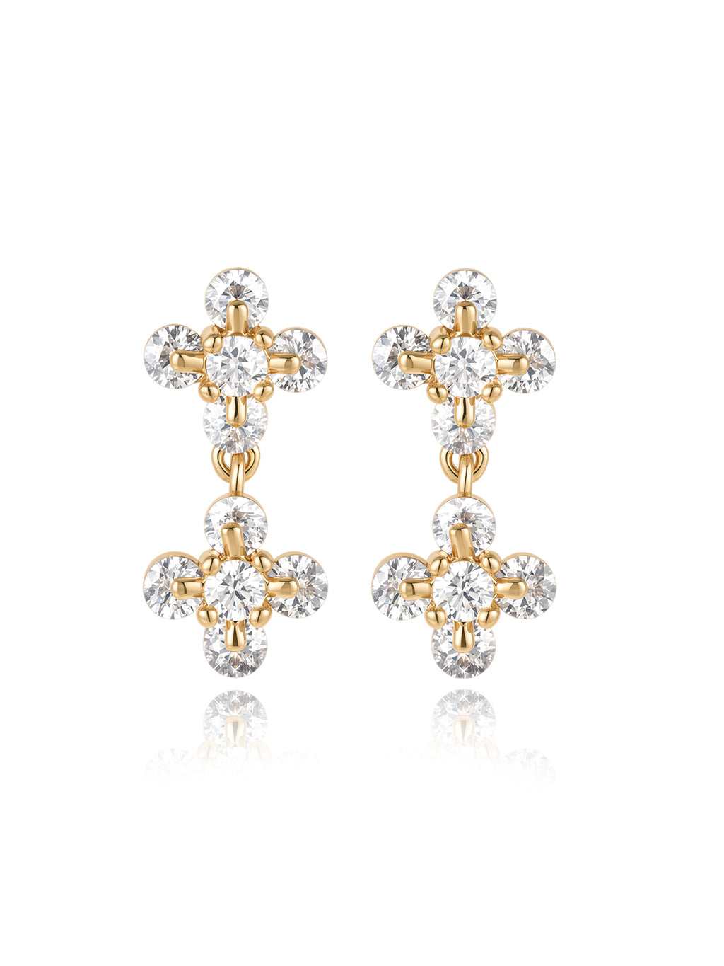 Boucles CRYSTAL CLOVER PL-OR 750 3MIC