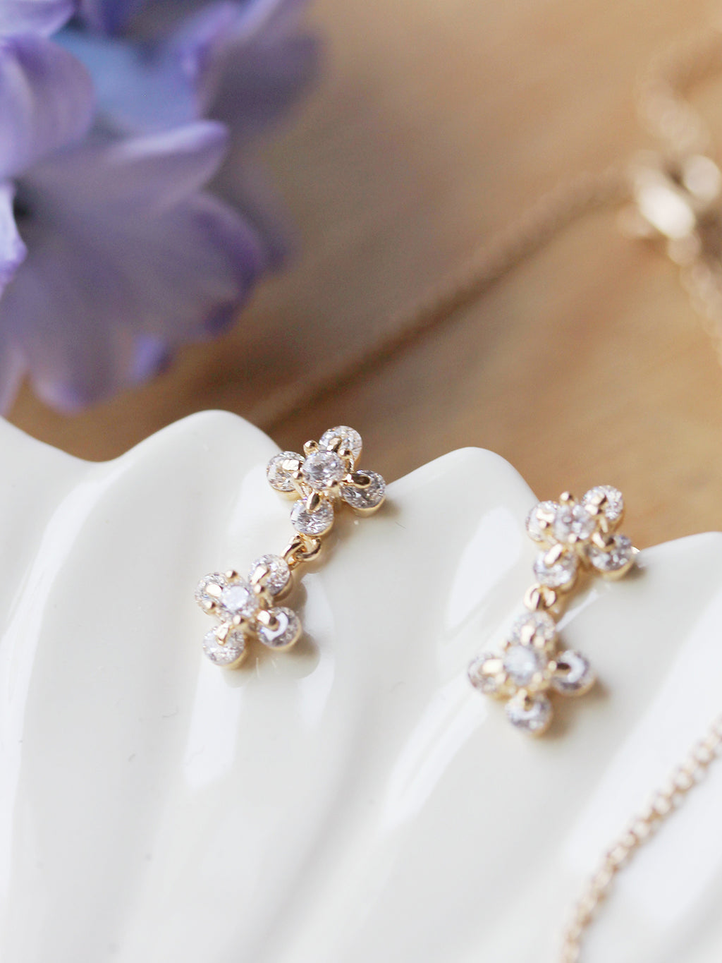 Boucles CRYSTAL CLOVER PL-OR 750 3MIC