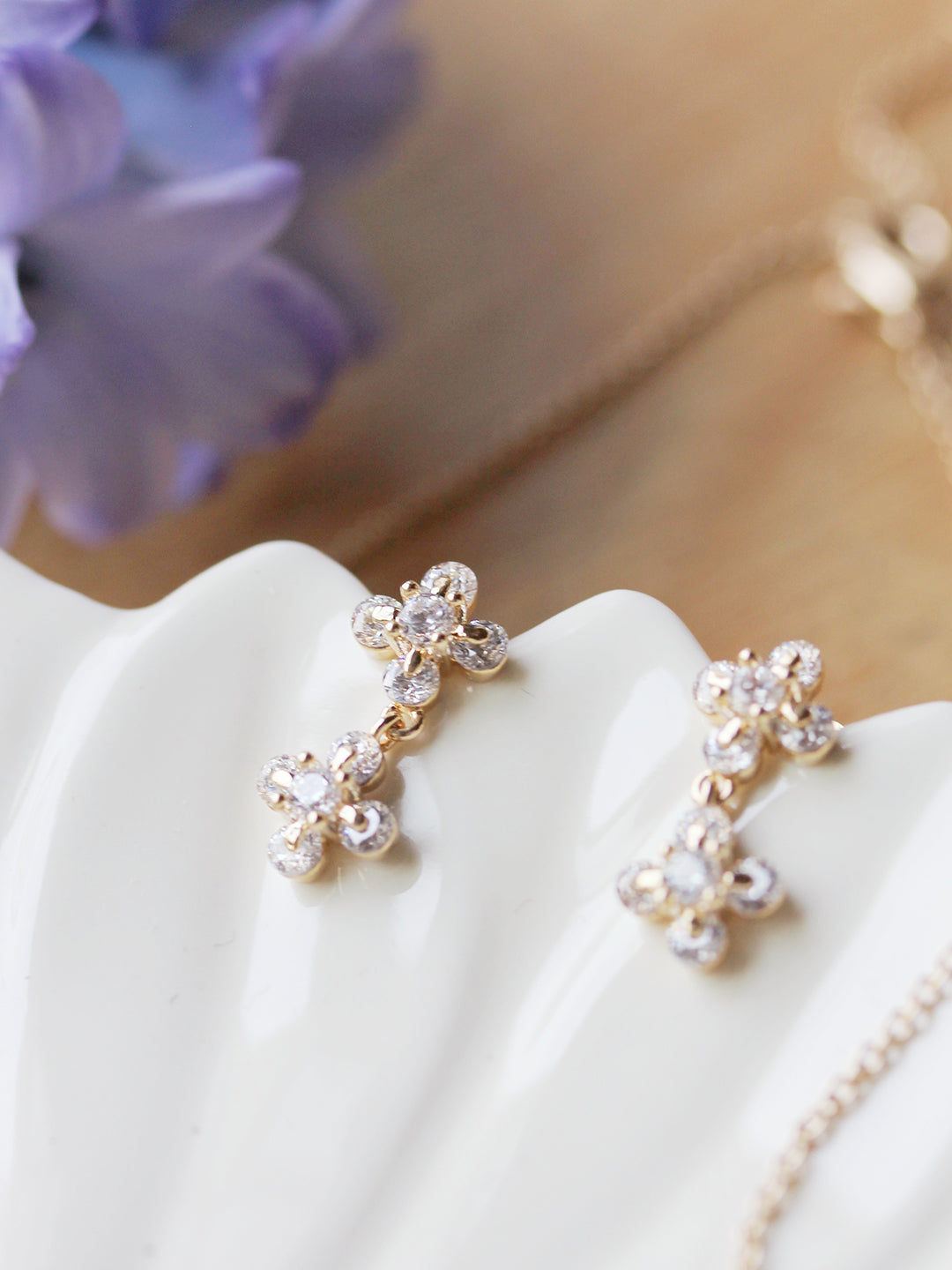 Boucles CRYSTAL CLOVER PL-OR 750 3MIC