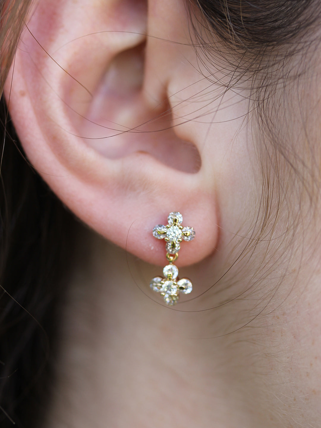 Boucles CRYSTAL CLOVER PL-OR 750 3MIC
