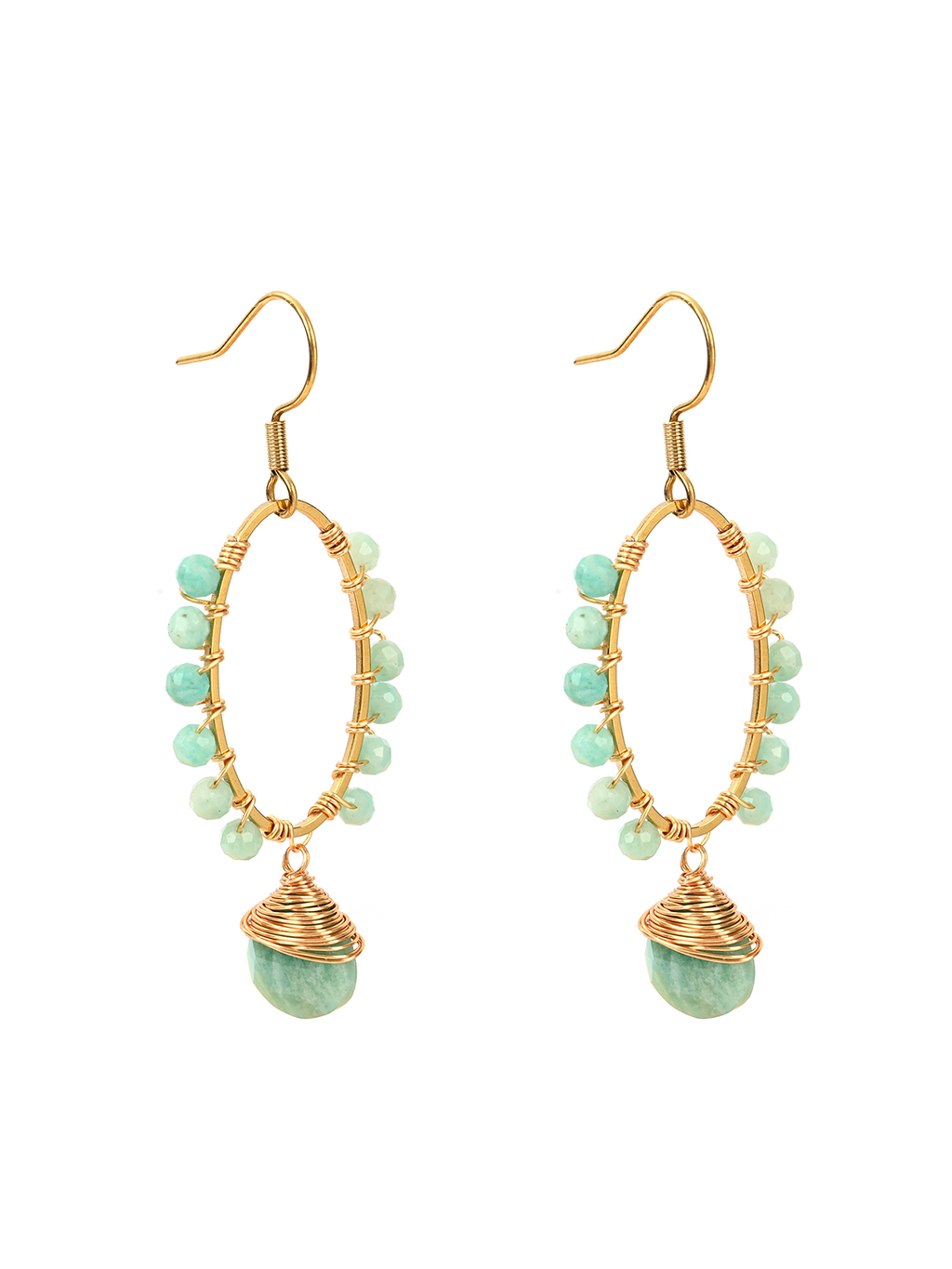 Boucles LAC TURQUOISE LAITON DORE