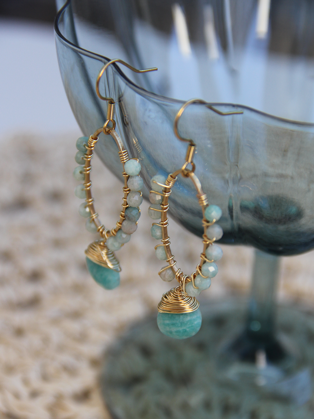 Boucles LAC TURQUOISE LAITON DORE