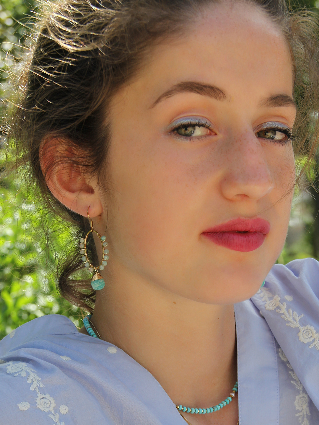 Boucles LAC TURQUOISE LAITON DORE