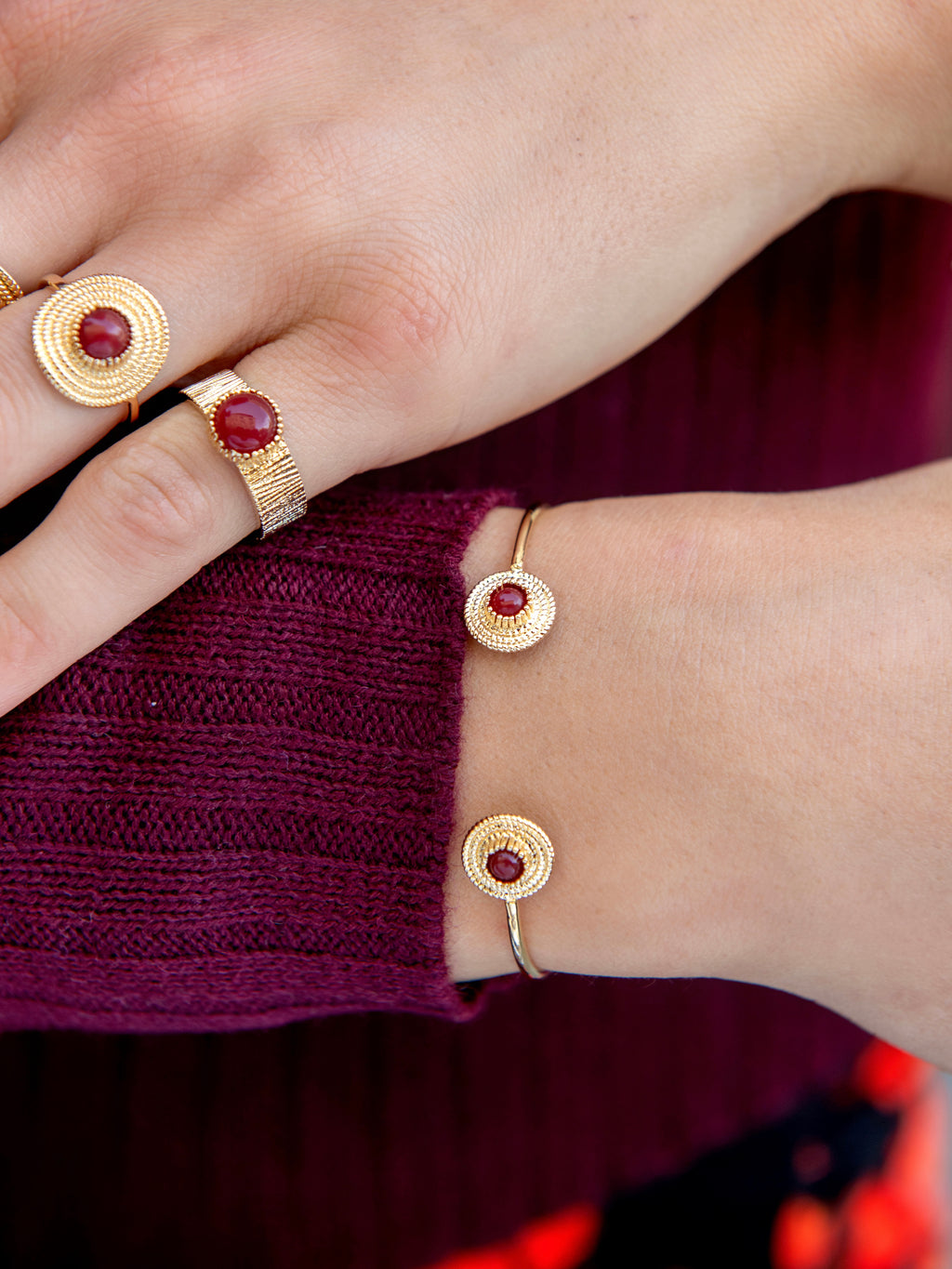 Bracelet Double Boussole Rouge PL-OR 750 3MIC