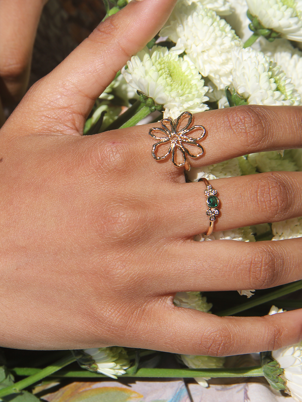 Bague FILS DE FLEUR PL-OR 750 3MIC