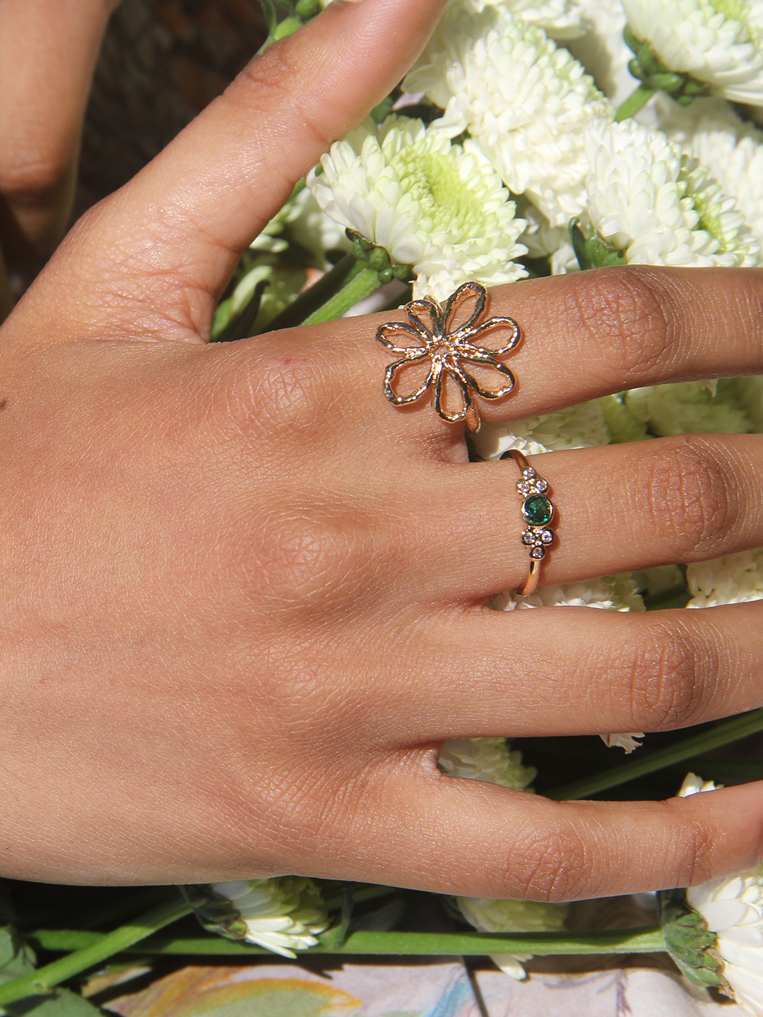 Bague FILS DE FLEUR PL-OR 750 3MIC