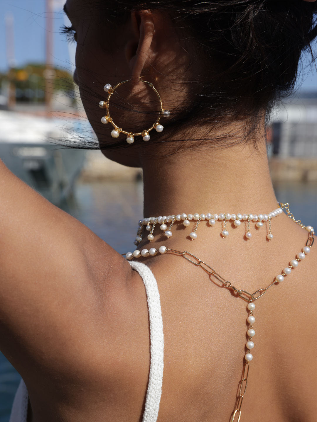 Boucles en Perles de l'Eau Doux Fait Main