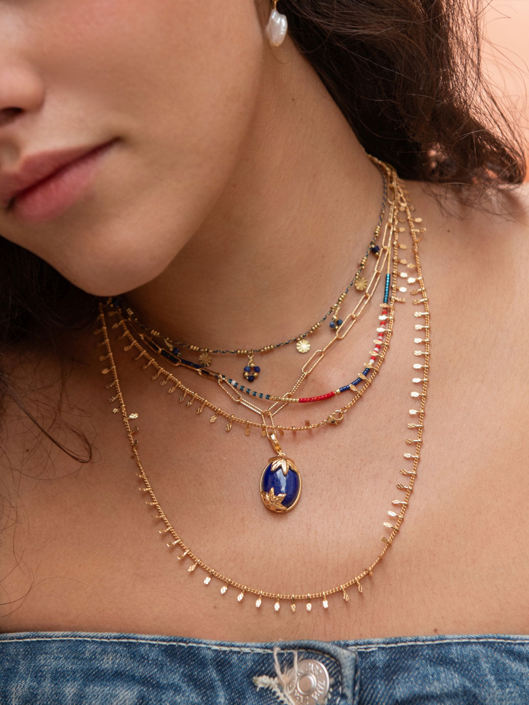 Pendentif PO Style Tropical en Lapis Bleu Véritable